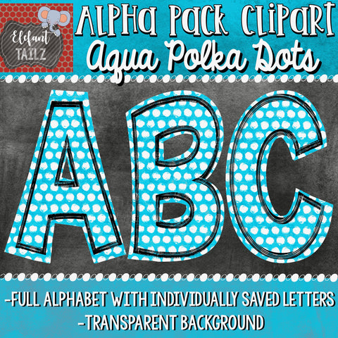 Alpha Pack - Aqua Polka Dots