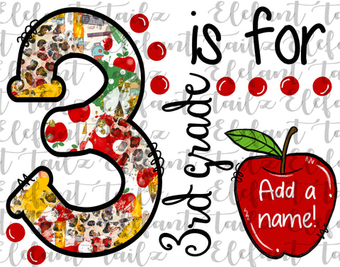 3 is for Third Grade - Apple