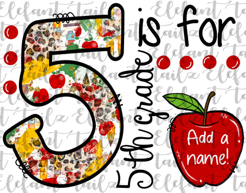 5 is for Fifth Grade - Apple