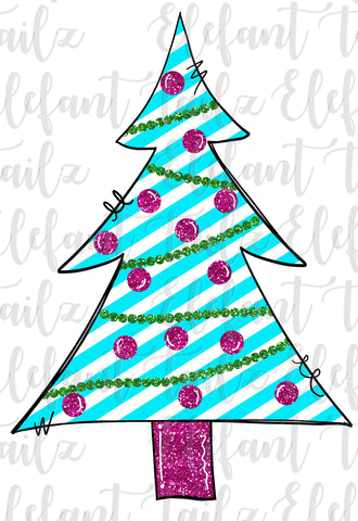 Aqua Stripe Christmas Tree