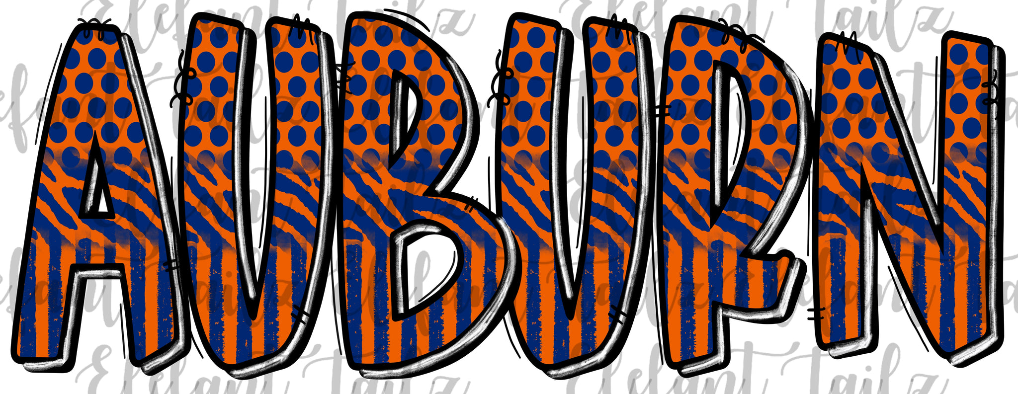 Auburn Doodle Letters