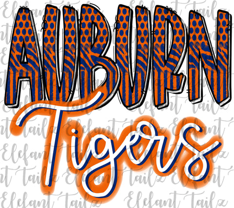 Auburn Tigers Doodle Letters 2