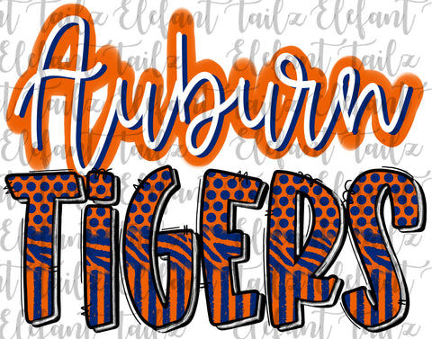 Auburn Tigers Doodle Letters 3