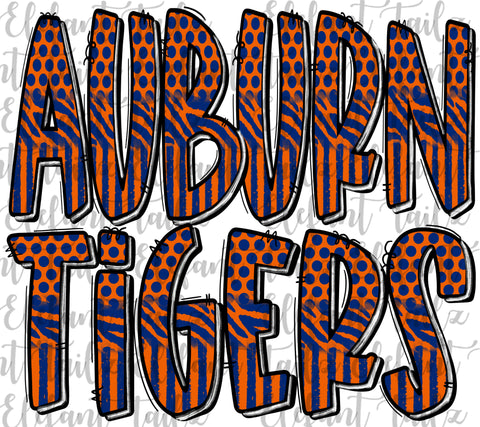 Auburn Tigers Doodle Letters