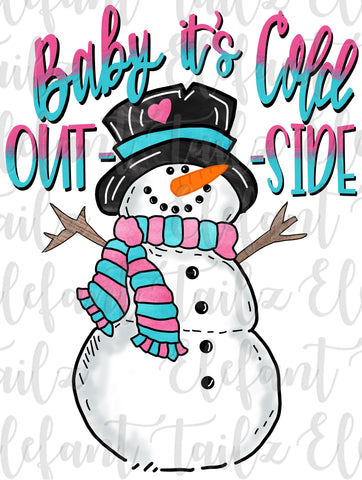 Baby It's Cold Outside Snowman - Pink & Aqua