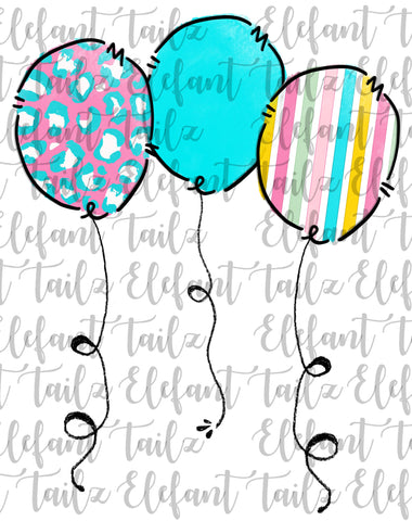 Balloons - Aqua, Pink, & Leopard