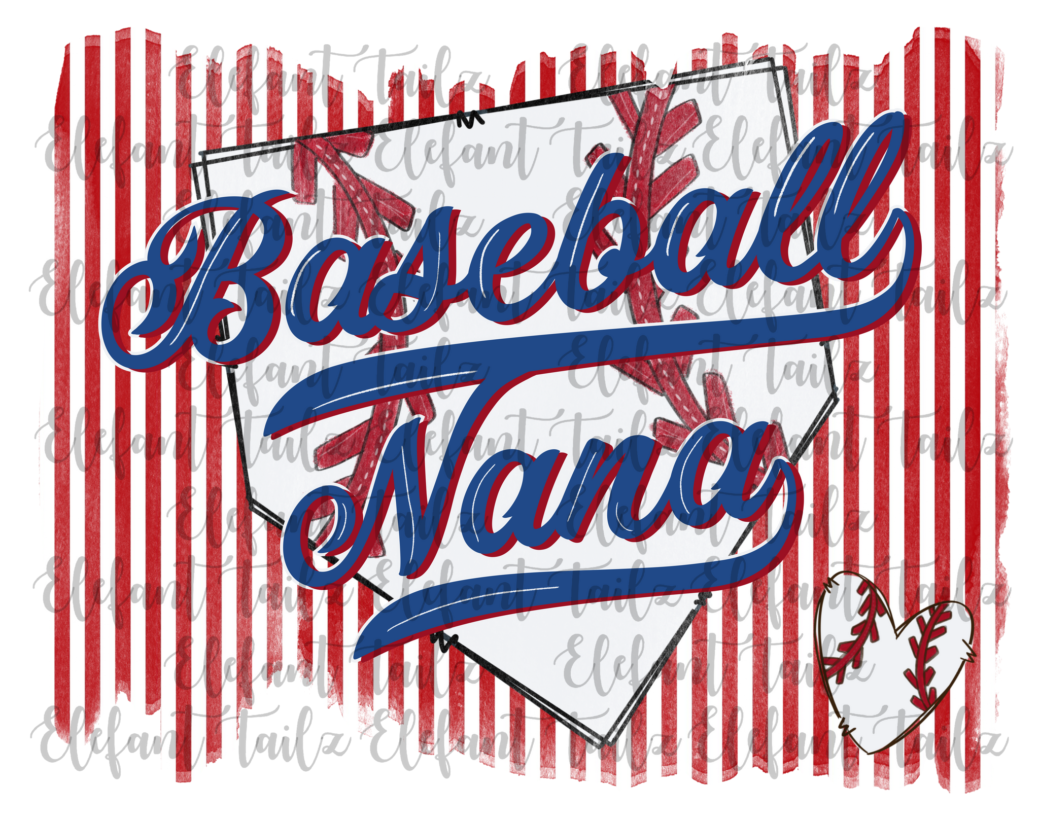 Baseball Nana Striped Background