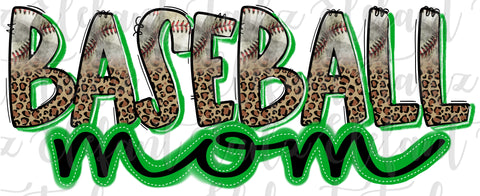 Leopard Baseball Mom Green