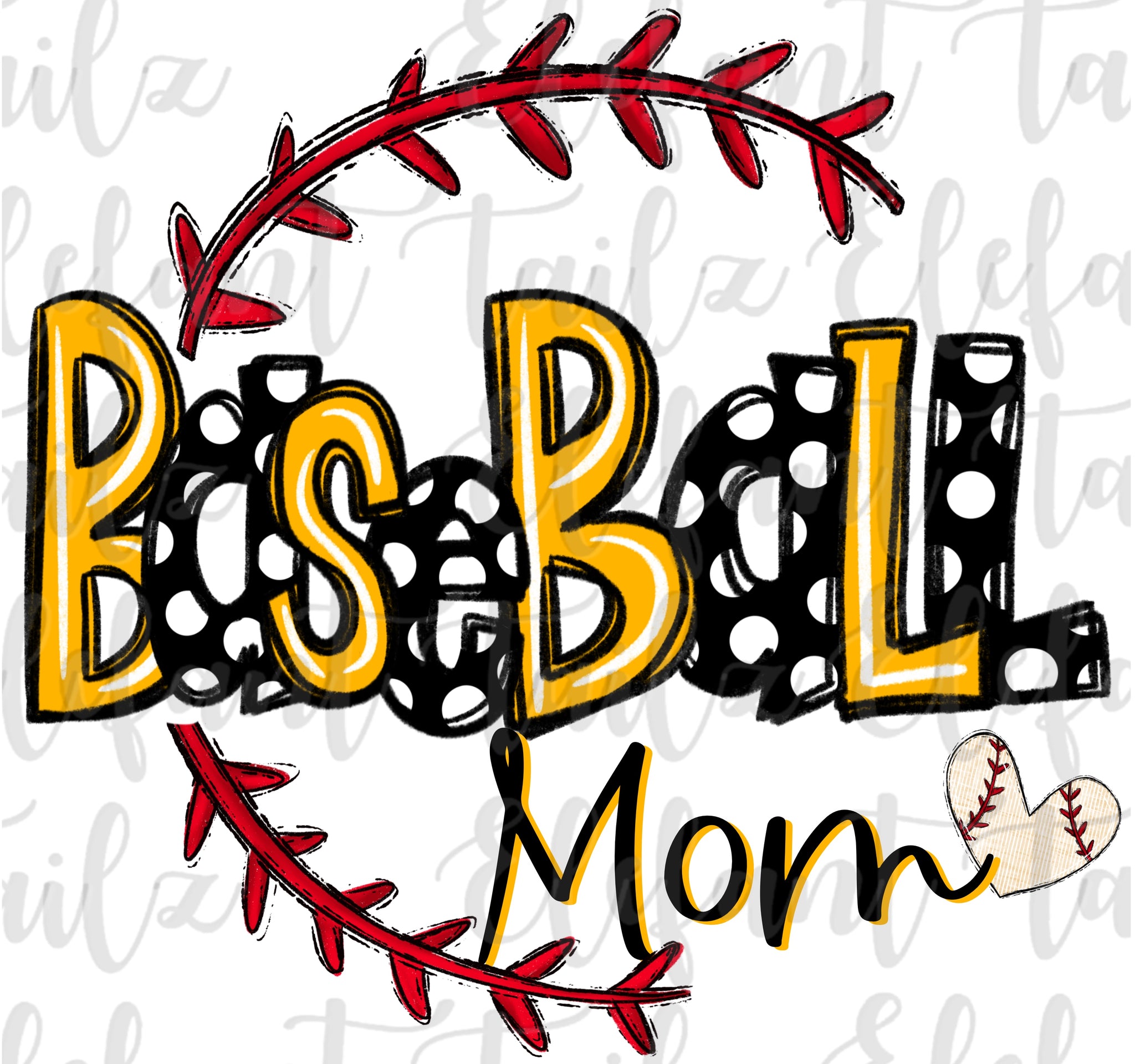 Baseball Mom - Gold & Black