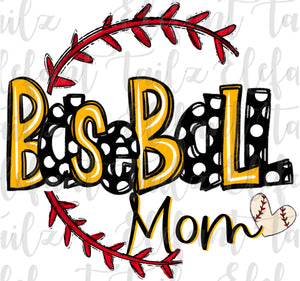 Baseball Mom - Gold & Black