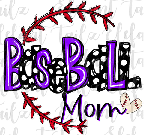 Baseball Mom - Purple & Black