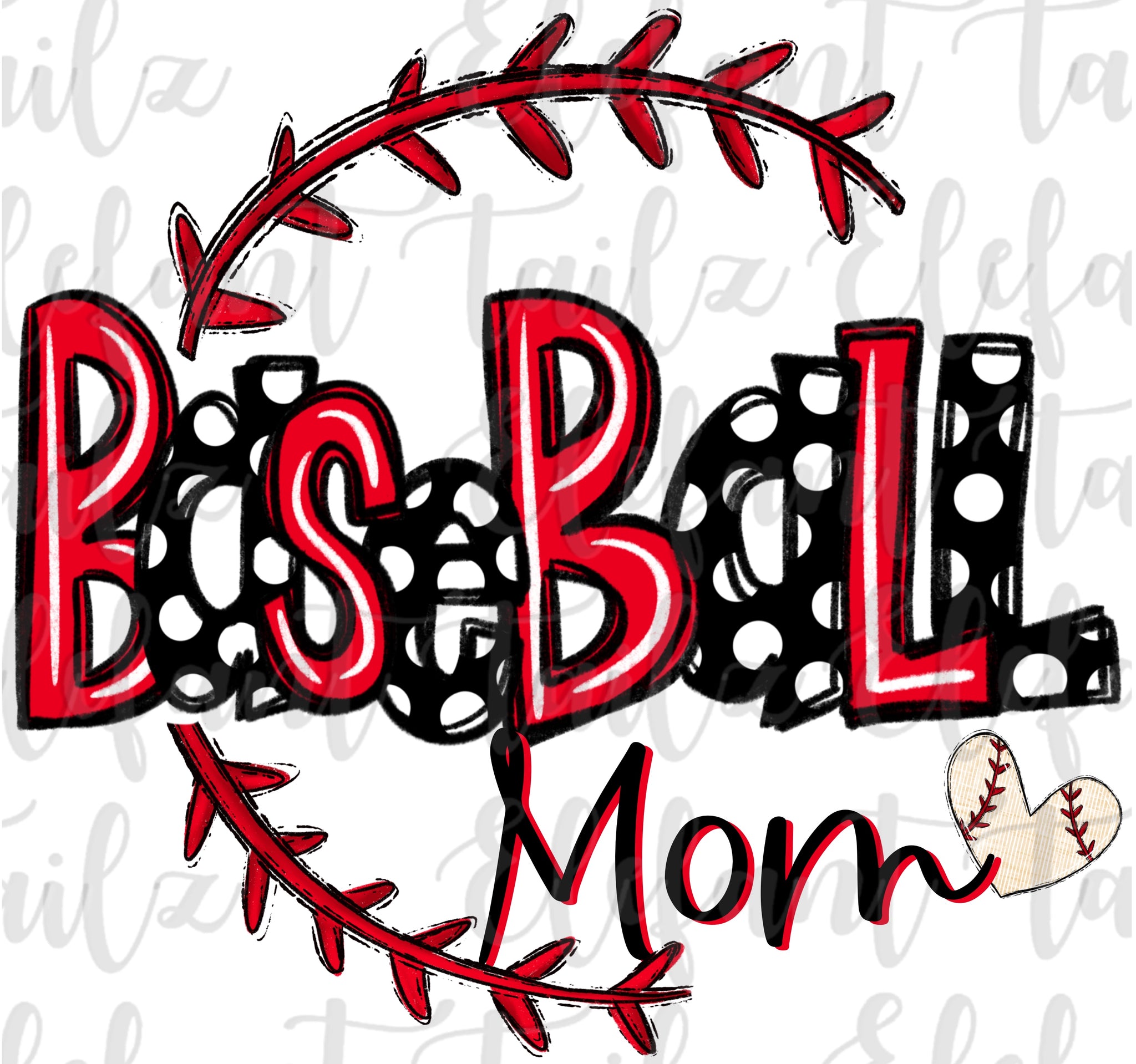 Baseball Mom - Red & Black