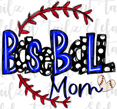 Baseball Mom - Royal Blue & Black