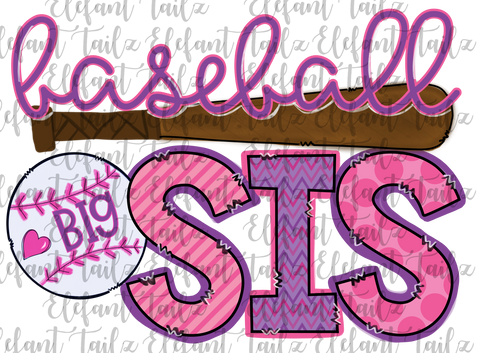 Baseball Big Sis Pink & Purple
