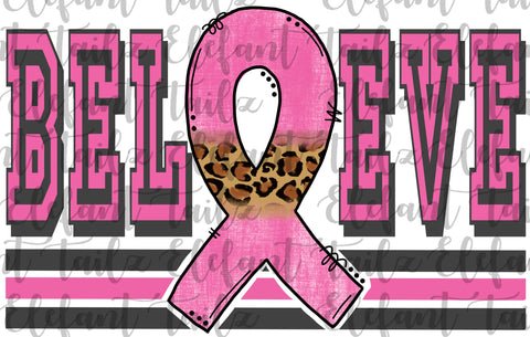 Believe Breast Cancer Ribbon
