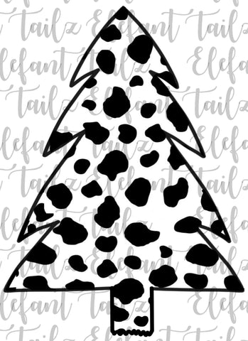 Christmas Tree - Black & White Cow Print