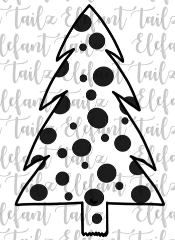 Christmas Tree - Black & White Polka Dot