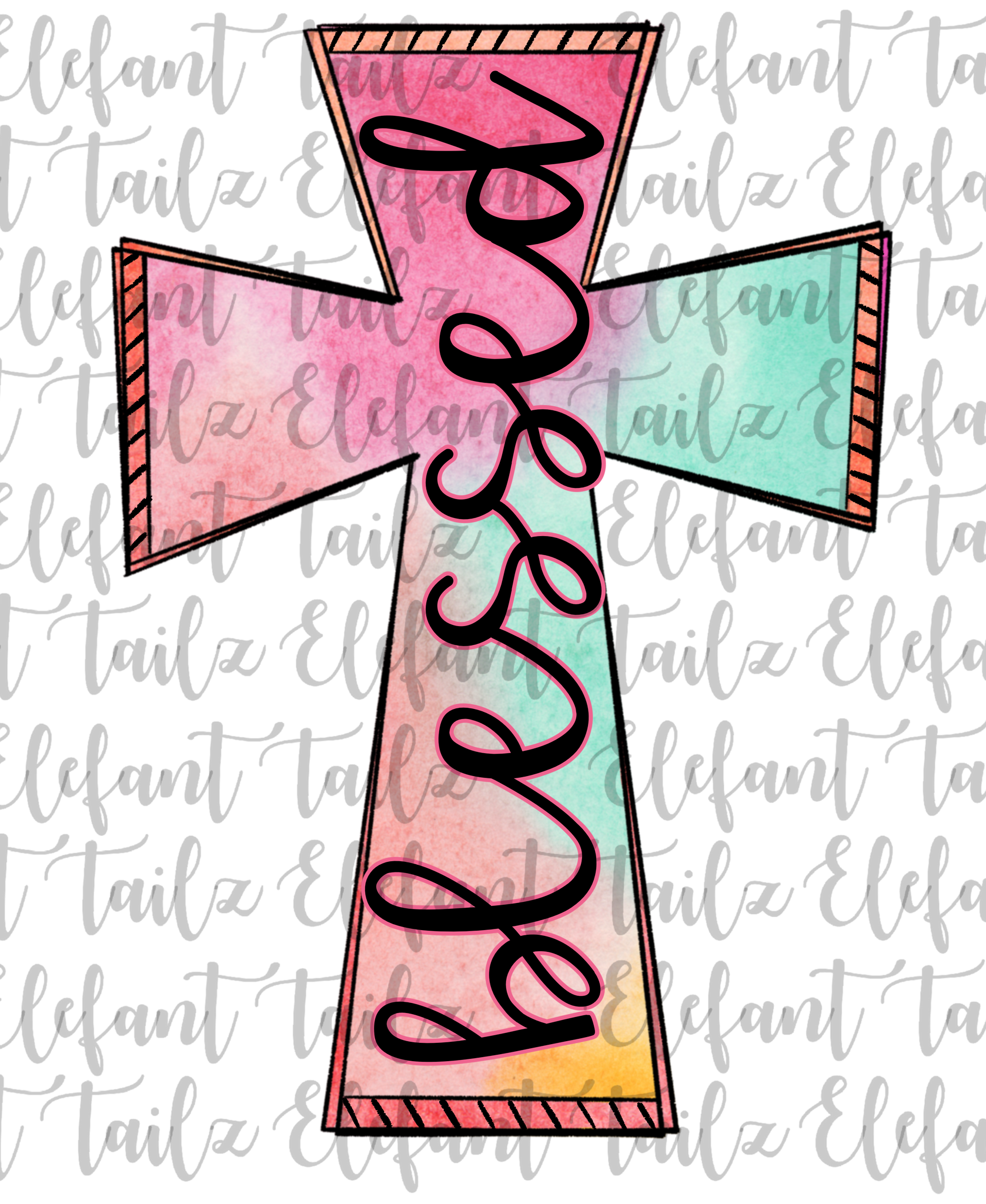 Blessed Watercolor Cross