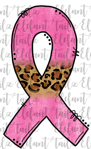 Breast Cancer Awareness Ribbon - Pink & Leopard