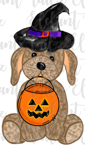 Halloween Witch Puppy - Brown