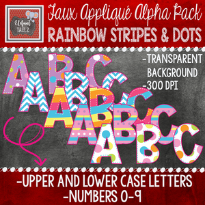 Alpha & Number Pack - Rainbow Stripes & Dots Bundle
