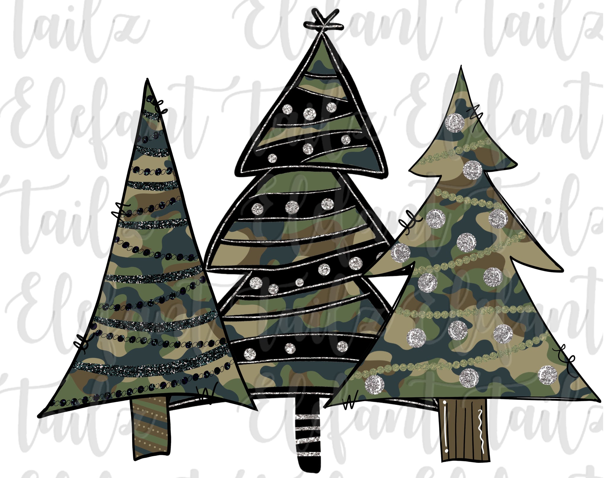 Camouflage Christmas Tree Trio