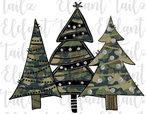 Camouflage Christmas Tree Trio