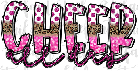 Cheer All Day Hot Pink Dot Leopard