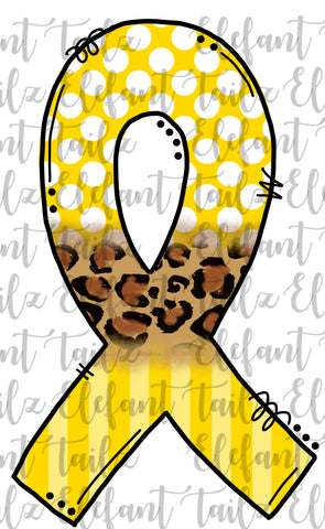Childhood Cancer Awareness Ribbon - Dot, Leopard, & Stripes