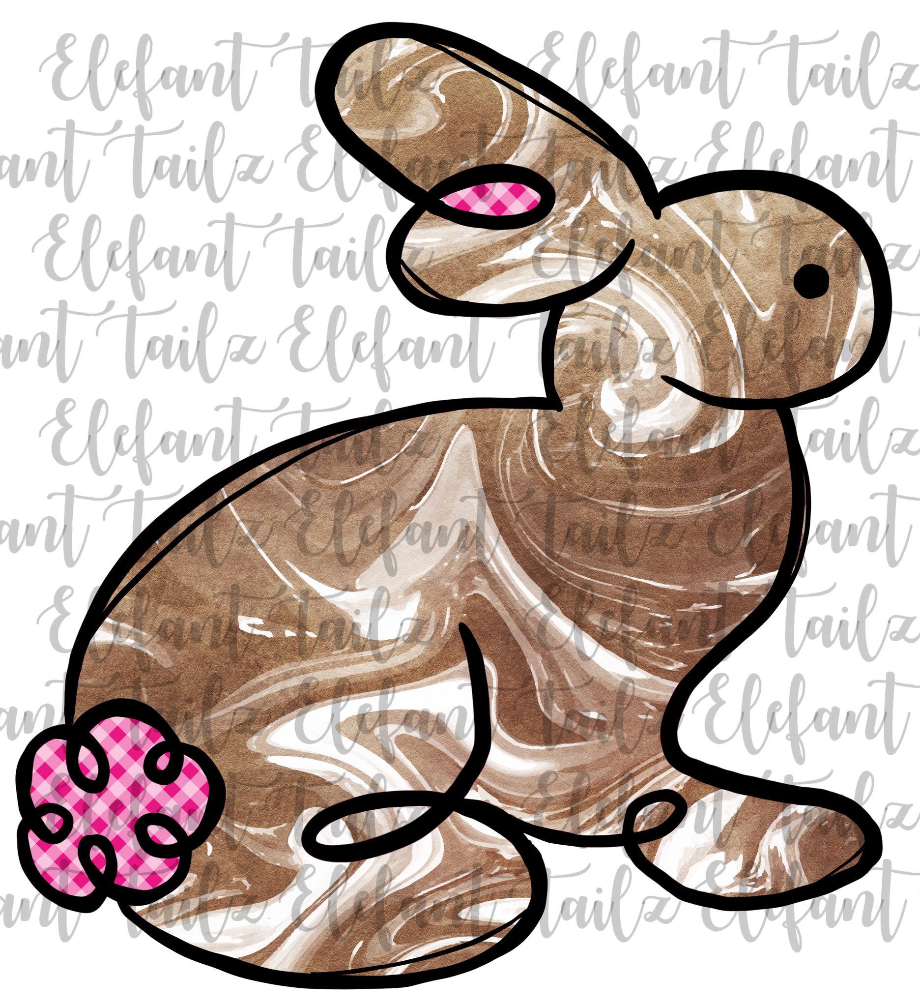 Chocolate Swirl Bunny Pink Tail