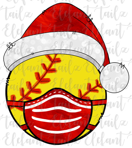 Christmas Santa Hat Softball With Face Mask
