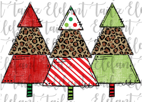 TRANSFER:  Christmas Tree Trio - Red, Lime, & Leopard