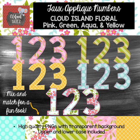 Number Pack - Faux Applique - Cloud Island Floral Numbers Bundle