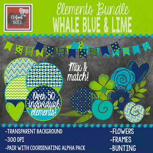 Whale Blue Lime Elements BUNDLE
