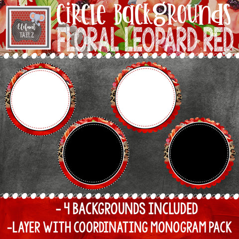 Floral Leopard Red Circle Backgrounds