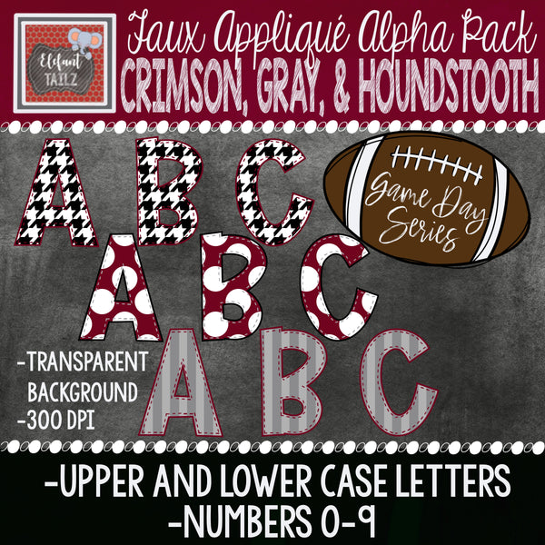Game Day Series Alpha & Number Pack - Crimson, Gray, & Houndstooth