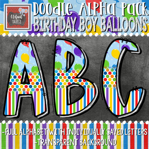 Doodle Alpha - Birthday Boy Balloons