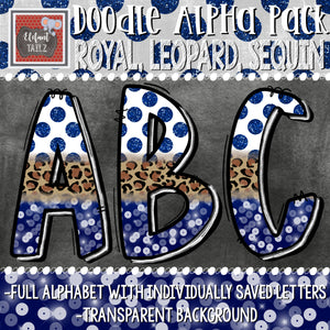 Doodle Alpha - Royal Blue, Leopard, & Sequin