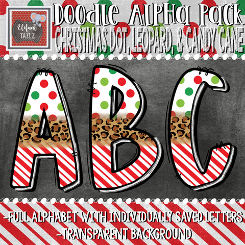 Doodle Alpha - Christmas Dot, Leopard, & Candy Cane