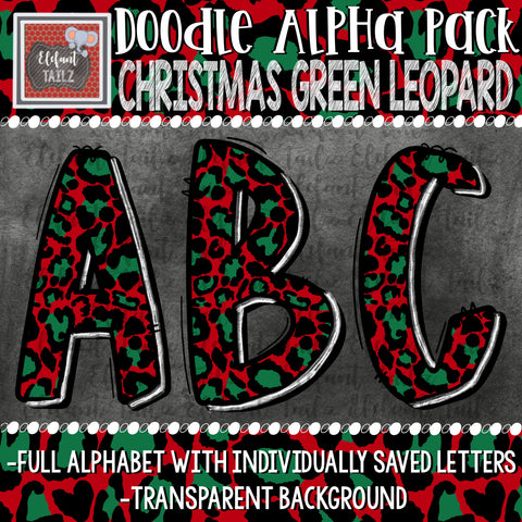 Doodle Alpha - Christmas Green Leopard
