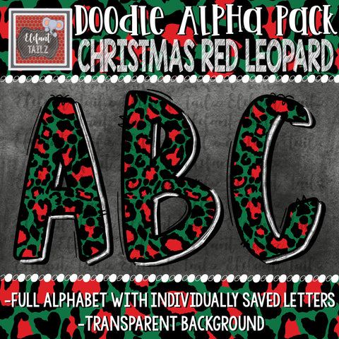 Doodle Alpha - Christmas Red Leopard
