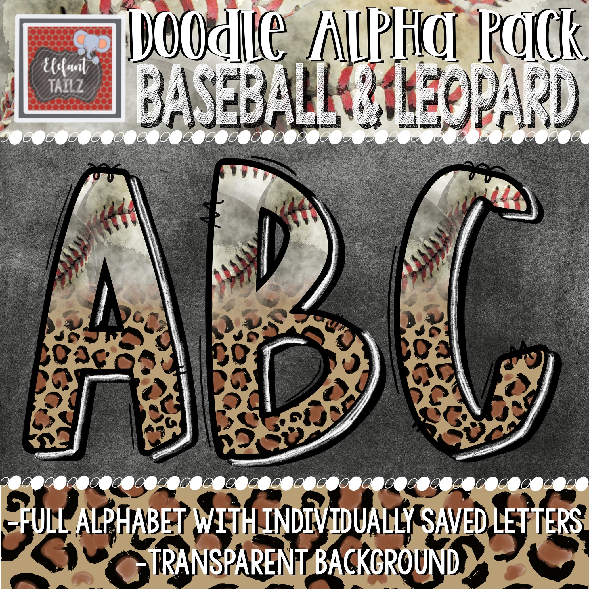 Doodle Alpha - Baseball & Leopard