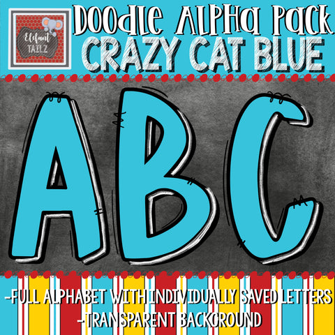 Doodle Alpha - Crazy Cat Blue