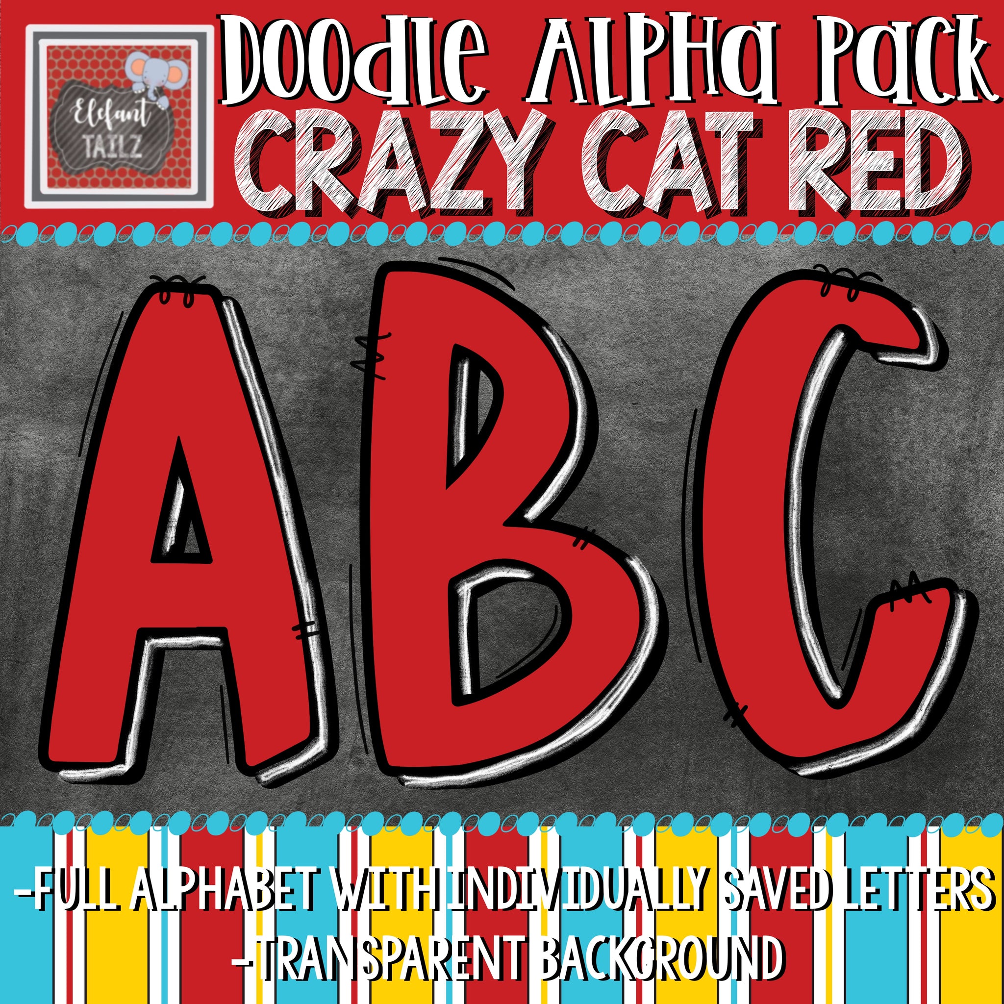 Doodle Alpha - Crazy Cat Red