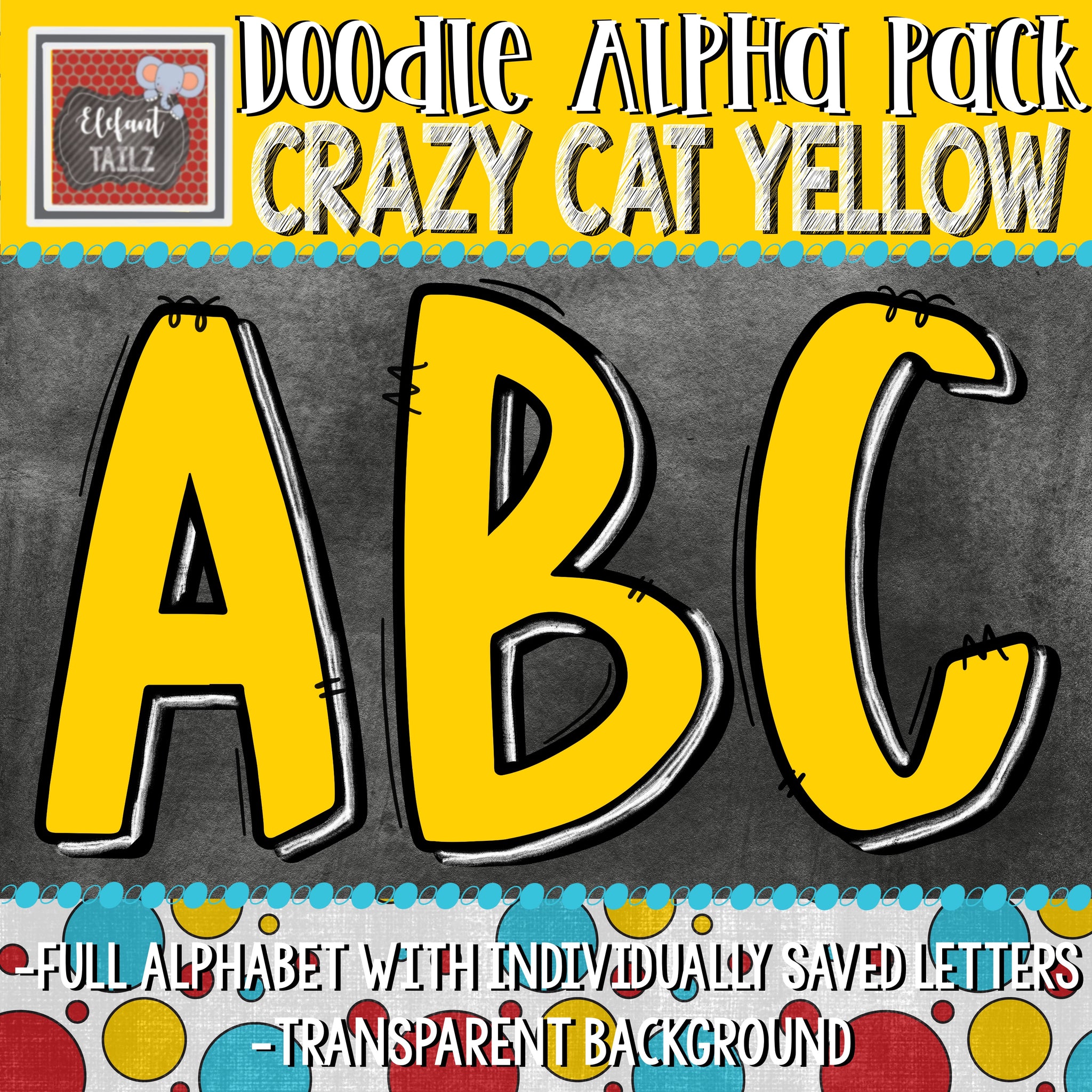 Doodle Alpha - Crazy Cat Yellow