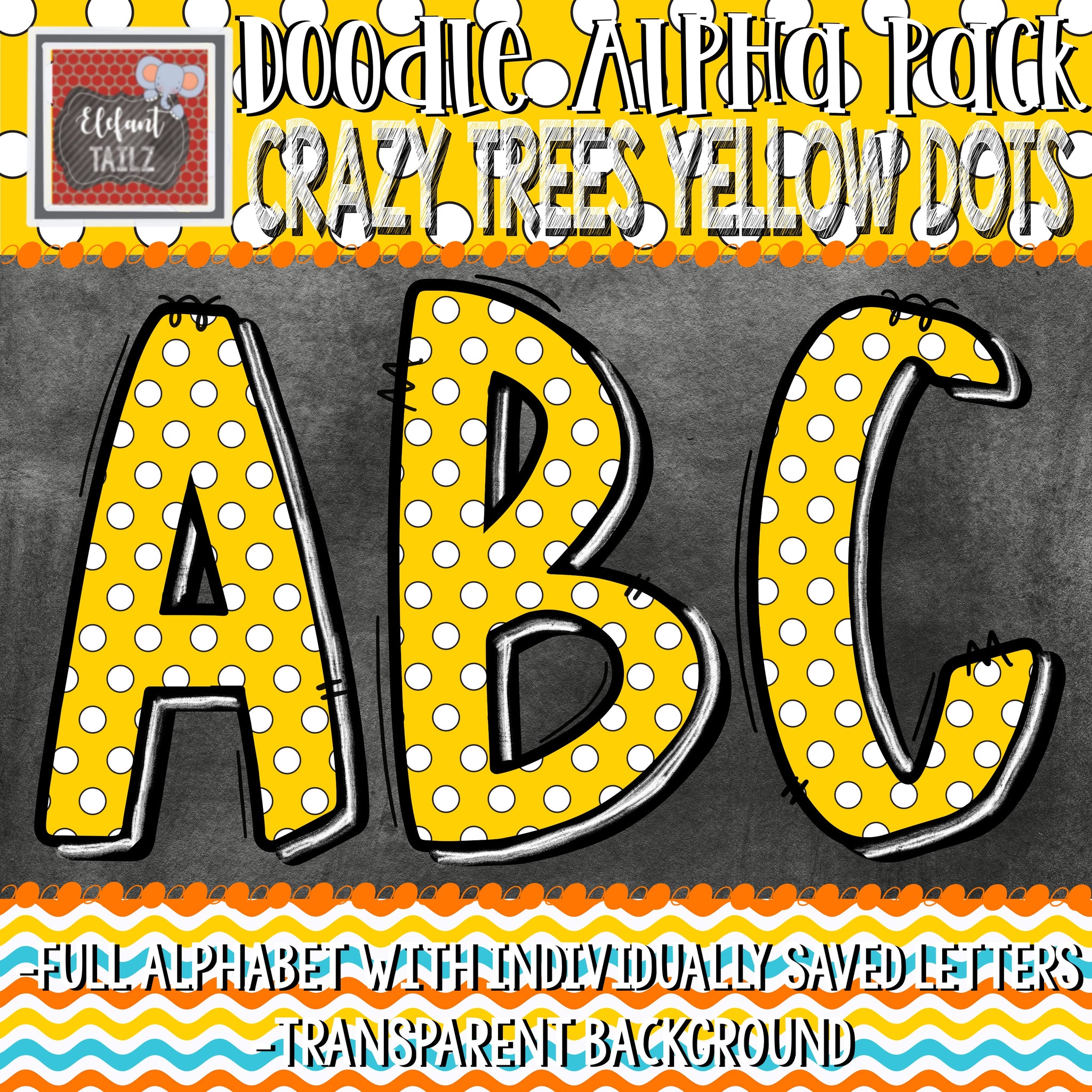 Doodle Alpha - Crazy Trees Yellow Dots