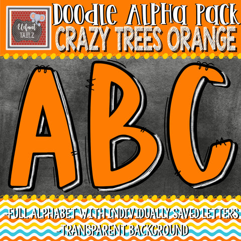 Doodle Alpha - Crazy Trees Orange