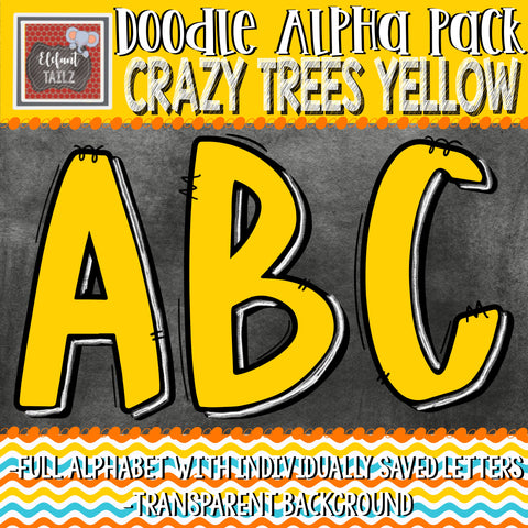 Doodle Alpha - Crazy Trees Yellow