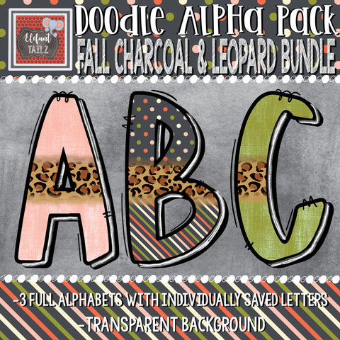 Doodle Alpha BUNDLE - Fall Charcoal & Leopard