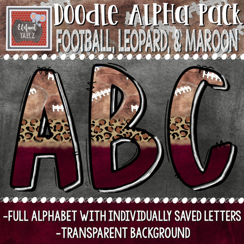 Doodle Alpha - Football, Leopard, Maroon